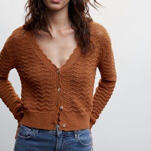 Women's Brown Knit Cardigan Sweater